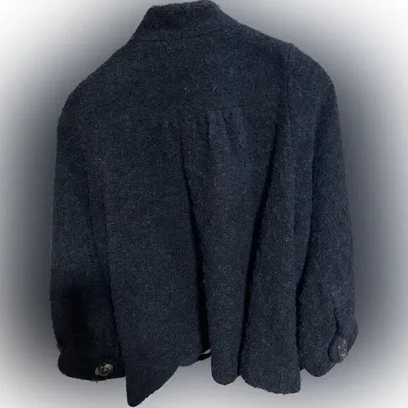 Elevenses Black Boucle Wool Mohair Stand Alone Jacket S 6 Anthropologie Chic - Picture 6 of 6